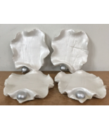 Set 4 Handmade Silver Oyster Shell Pearl Ceramic Wedding Candle Holders ... - £23.83 GBP