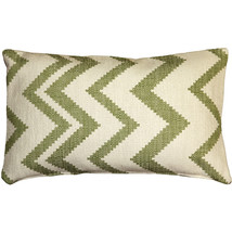 Lorenzo Zigzag Green 12x20 Throw Pillow, with Polyfill Insert - £31.83 GBP