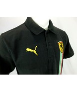 Scuderia Ferrari Puma Men Black Polo Golf Shirt Prancing Horse Sz L  - £39.33 GBP