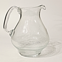 Vintage Art Glass Pitcher Etched Ships Nautical Maritime Boats Water Juice - £15.47 GBP