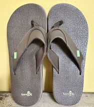 Sanuk Beer Cozy Primo Men&#39;s Sz 12 Brown Flip Flops Sandals Yoga Mat Soft... - $21.14