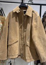 ZARA BNWT 2025. LIGHT SAND SUEDE LEATHER JACKET COAT. 4341/701/752 - $268.13