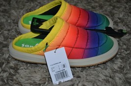 Sanuk Lil Puffer Rainbow Mulitcolor Slip On Mules Shoes Kids Youth Size 2 Unisex - $49.99