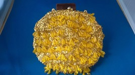 Beaded Sequined Gold Tone Clutch - £4.75 GBP