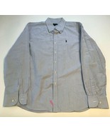 J Crew Button Down Shirt Mens XL White Blue Striped Thick Cotton Logo - £7.47 GBP