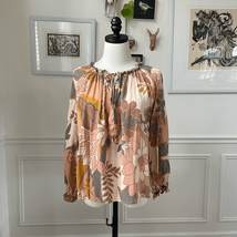 Vici Tomar Floral Peasant Top Terracotta Mocha Ivory S - $431.64 MXN