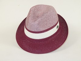 Men's Bently Semi Crushable Fedora Briad Straw Hat Dante DA226 Burgundy White image 3