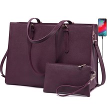 Laptop Bag For Women, Fashion Computer Tote Bag Large Capacity Handbag, Leather  - £52.74 GBP