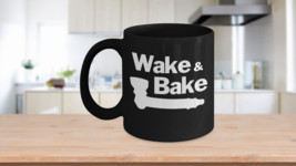 Wake and Bake with Pipe Mug Black Coffee Cup Funny Marijuana Pot Baker - £17.33 GBP+