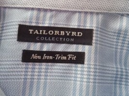  Tailorbyrd Men&#39;s Collection 16 32/33 Shirt Non Iron Trim Fit Blue Button Cotton - £11.10 GBP