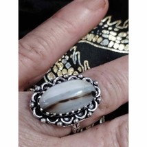 Gorgeous natural stone silver ring - $25.74