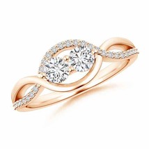 ANGARA Two Stone Natural Diamond Engagement Ring in 14K Gold (HSI2, 0.54 Ctw) - £1,075.54 GBP
