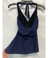 Gottex Navy Blue Halter Style Blouson Tankini Top Padded Bra 10 - $33.91 CAD