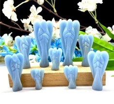 Large Angelite Crystal Angel Handmade Crystal Home Office Decorative Ang... - $20.29