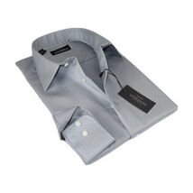 Men Mondego 100% Soft Cotton Dress Business Classic shirt A1300 Gray Herringbone image 2