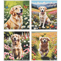 12-pk Swedish Dishcloth, Eco-Friendly Kitchen Cleaning Cloths - Golden Retriever - £19.32 GBP