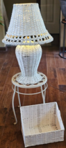 Vintage White Wicker Lamp and White Toiletry/Tissue Basket - £42.36 GBP