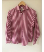 Talbots Petites Wrinkle Resistant Pink Stripe Button Up Travel Work Blou... - £23.59 GBP