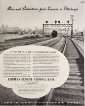 1936 Print Ad Farmers Deposit National Bank Industry,Train in Pittsburgh,PA - $20.68