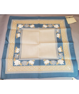 Vintage Fabric Cloth Napkins Poly Cotton x6 Off-White Blue Gold Florals ... - £17.09 GBP