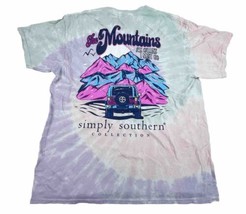 Simply Southern Women’s Mountains Are Calling T-Shirt Size Large Tie Dye Pastel - £8.59 GBP