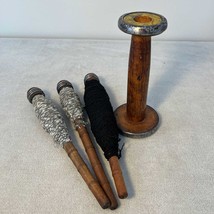 Vintage Wooden Bobbins, Shuttles, Large Spool from a Textile Mill in Mai... - $42.00