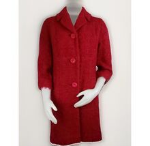 Vintage Red Mohair Wool Boucle Coat Womens S Nubby Jack Bloom Bracelet S... - $63.34