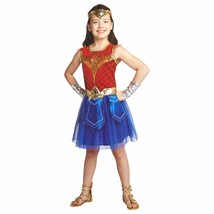 DC Comics Girls Wonder Woman Costume Dress Headband &amp; Cuffs Size M 8-10 - £23.45 GBP
