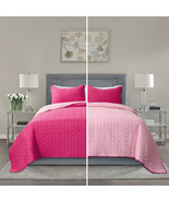HIG 3 Piece Oversized Reversible Bedspread Set Modern Stitch Quilted Cov... - £21.22 GBP+