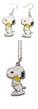 Mainstreet247 Snoopy Holding Woodstock Metal Pendant Necklace and Earrin... - $9.85