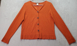 Sigrid Olsen Cardigan Sweater Women Medium Orange Silk Long Sleeves Button Front - £21.67 GBP