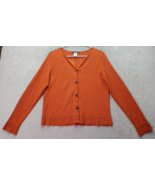 Sigrid Olsen Cardigan Sweater Women Medium Orange Silk Long Sleeves Butt... - £21.92 GBP
