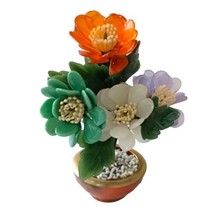 Vintage Acrylic Lucite Flower Bouquet Celadon Pot Hong Kong Plastic Tree... - $24.74