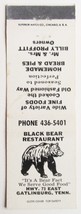 Black Bear Restaurant - Gatlinburg, Tennessee 20FS Matchbook Cover Proffitt TN - £1.39 GBP