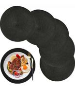 Woven Spiral Anti-Slip Heat Resistant Black Placemats 12.6 Inches Round ... - £11.93 GBP