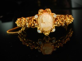 Victorian Baroque Bracelet - Cameo Bangle - Vintage Florenza - genuine c... - $175.00