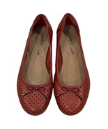 Clarks Red Perforated Ballet Flats Womens 10W Soft Cushion Insole Comfor... - $19.20