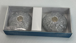 New Williams Sonoma Sea Urchin Silver Candlestick Holders Tiny Taper Nau... - $21.49