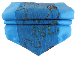 TIL279 blue table Rhinestones runner tablecloth tablerunner silk 150x30c... - $17.99