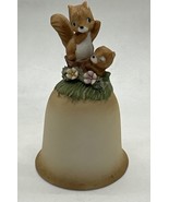 Vintage 4&quot; Tall Small Bell Porcelain Mama Squirrel &amp; Baby - $12.61