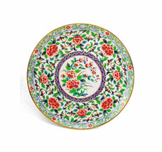 White Porcelain Artist Signed Chop Platter Display Plate Japanese Flower... - £108.57 GBP