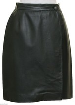 Hermes Green Leather Wrap Skirt Silver HW Rich Color Sz 40 Vintage - $427.50