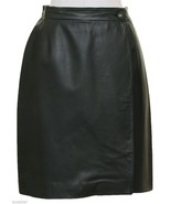 Hermes Green Leather Wrap Skirt Silver HW Rich Color Sz 40 Vintage - £336.28 GBP