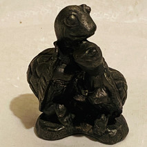Vintage Anthropromorphic Pewter Small Standing Turtle Figures  - $9.85
