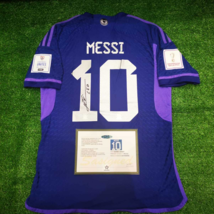 Argentina World Cup Messi 10 2022 AWAY SIGNED Shirt/Jersey + COA (LEO ME... - $149.95