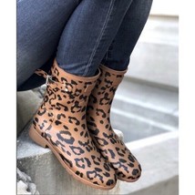New HUNTER Original Leopard Print Refined Short Rain Boot Cheetah Sz 10 - £96.65 GBP
