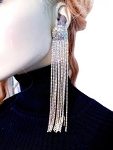 Oversized Rhinestone Earrings, Pageant Stage Jewelry, Chandelier Drop Earrings,  - £40.14 GBP