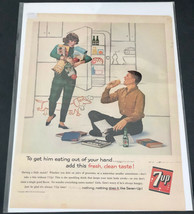 Vtg 7-UP Soda Ad 1960 &quot;Get Him Eating Out of Your Hand&quot; Fresh Clean Taste Art - £3.83 GBP