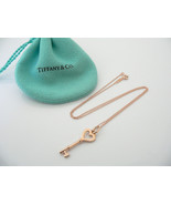Tiffany &amp; Co 18K Rose Gold Heart Key Necklace Pendant Chain Gift Pouch Love - £1,345.60 GBP