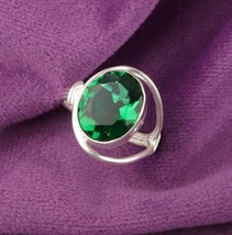 Lab Created Emerald Gemstone 925 Silver Ring Handmade Jewelry Ring - £9.55 GBP